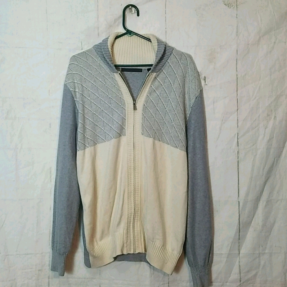 Sean Paul Color Block Full Zip Knit Sweater  Cardigan